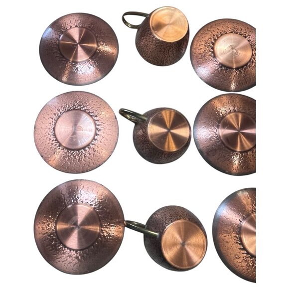 Copper Handarbeit Teacup and Saucer Set Of 6 - Picture 10 of 14